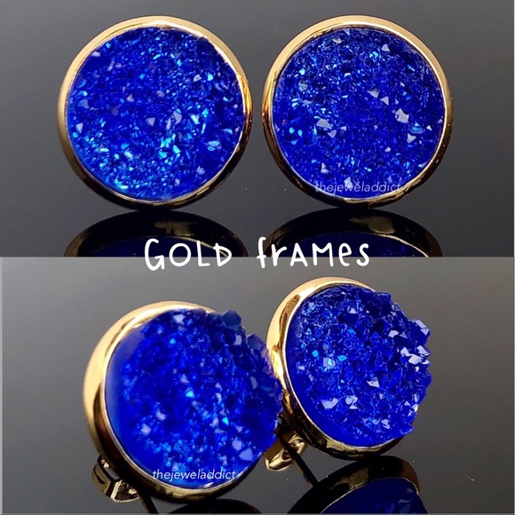 3/$15🎀classic blue geo crystal faux druzy studs - Picture 5 of 13